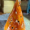 Krasnal ceramiczny lampion bożonarodzeniowy 14 cm (pomarańczowy)