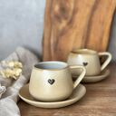 Filiżanka ze spodkiem 250 ml w stylu boho - Pustynny piach z sercem (handmade)