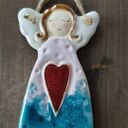 Anioł ceramiczny Wolna chwila - zawieszka handmade (ok. 12 cm)