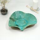 Duża misa dekoracyjna turkusowa muszla z ceramiki handmade