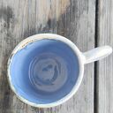 Kubek ceramiczny handmade z gliny 250 ml „wdzięczność” - błękit i beż