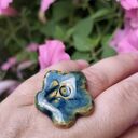 Zielony pierścionek ceramiczny z regulowaną obrączką