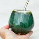 Ceramiczne naczynie do yerba mate / matero - szmaragdowe 300 ml