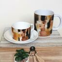 Komplet porcelanowy Kolor Kobiety - Żółty: kubek 330 ml i filiżanka 150 ml