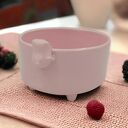 Różowa miseczka ceramiczna śniadaniowa z misiem - Rękodzieło na prezent - Lamabo