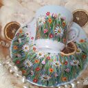 Komplet z porcelany ręcznie malowanej w stokrotki na łące (250 ml)