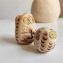 Ceramiczne sówki - ręcznie lepiona miniaturka z jasnej gliny