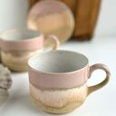 Kubek / duża filiżanka ceramiczna ręcznie robiona 350 ml - Różowe migdały