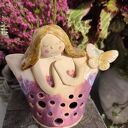 Anioł ceramiczny - lampion z motylem do domu