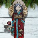 Japonka Anioł - ceramiczna dekoracja wisząca na święta, ok. 26 cm