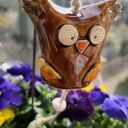 Ręcznie robiona sowa ceramiczna - dzwoneczek na balkon i do ogrodu