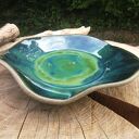 Ceramiczna misa c358 Shiraja - kamionkowa w zieleni i turkusie