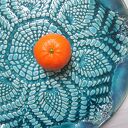 Ręcznie robiona ceramiczna patera z koronką
