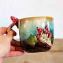 Handmade Duży Kubek z muchomorkiem | Turkusowe poszycie | ok 470ml | (IV) n