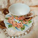 Kwiatowy komplet ręcznie malowany 200 ml - porcelana w kwiatach