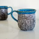 Ręcznie robiony kubek ceramiczny sgraffito Cowgirl Warkoczyk 450 ml