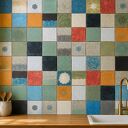 Ręcznie formowane kafle ceramiczne/ boho styl/ patchwork