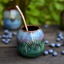 Małe naczynie do yerba mate / matero ceramiczne handmade / 250 ml / blue fern