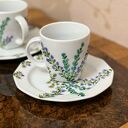 Ręcznie malowany zestaw deserowy “Kwiaty” z porcelany: talerzyk 16 cm i filiżanka 250 ml