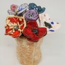 Piękny wyjątkowy komplet kwiaty ceramiczne i wazon donica handmade