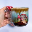 Duży kubek z Muchomorem handmade | Leśne poszycie | ok 490 ml (IV brąz