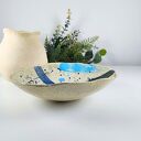 Miska ceramiczna na owoce - ręcznie lepiona z jasnej gliny szamotowej