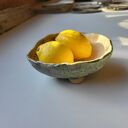 Ceramiczna miseczka na 3 nóżkach - turkusowo-beżowa, handmade