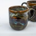 Duży kubek ceramiczny z wilkiem Bieszczady 450 ml - brąz mat
