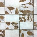 Zestaw kafli „Porcelanowe Kwiaty III” - biało-złoty panel ścienny z roślinami