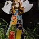 Ceramiczny anioł - ręcznie lepiona pamiątka na chrzest, komunię i ślub