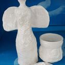 Anielski organizer na biżuterię - praktyczny, ręcznie robiony zestaw ceramiczny