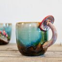 Handmade duży kubek z muchomorkiem - turkusowe poszycie, ok. 460 ml