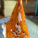Krasnal ceramiczny lampion bożonarodzeniowy 14 cm (pomarańczowy)