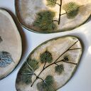 Boho zestaw do serwowania - talerze i podstawka z ceramiki handmade