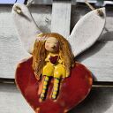 Aniołek ceramiczny - zawieszka na chrzest i komunię