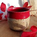 Czerwony ceramiczny kubek-czarka na prezent walentynkowy dla niej - ręcznie robiony