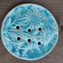 mydelniczka ceramiczna turkusowe kwiaty