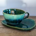Ceramiczna filiżanka z figurką sowy płomykówki - leśne jeziorko (ok. 380 ml)