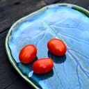 Talerz ceramiczny w kształcie liścia - niebiesko-zielona patera
