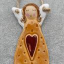 Anioł ceramiczny ręcznie wykonany - prezent na chrzest i komunię (ok. 10 cm)