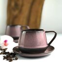 Filiżanka ceramiczna ze spodkiem 250 ml - ciemny pudrowy róż (handmade)