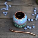 Małe ceramiczne naczynie do yerba mate / matero ceramiczne handmade / 250 ml / blue fern