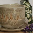 Ręcznie wykonany komplet ceramiczny z ptaszkami