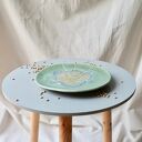 Bajeczna laguna - artystyczny talerz ceramiczny z odbitymi liśćmi