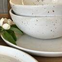 Zestaw ceramiczny dla 6 osób - beżowo-brązowa zastawa stołowa