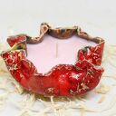 Duża świeca sojowa zapachowa w ceramice handmade - czerwony akcent