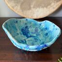 Ręcznie robiona miska ceramiczna Galaktyczne Turquoise z efektem Craquele