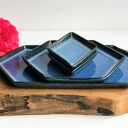 Ceramiczny zestaw talerzy geometrycznych do serwowania - zestaw 4 szt.
