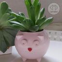 Mała różowa doniczka ceramiczna kot Kizior - Rękodzieło na prezent - Lamabo