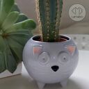 Mała szara doniczka ceramiczna kot - Polskie rękodzieło - Lamabo Ceramics